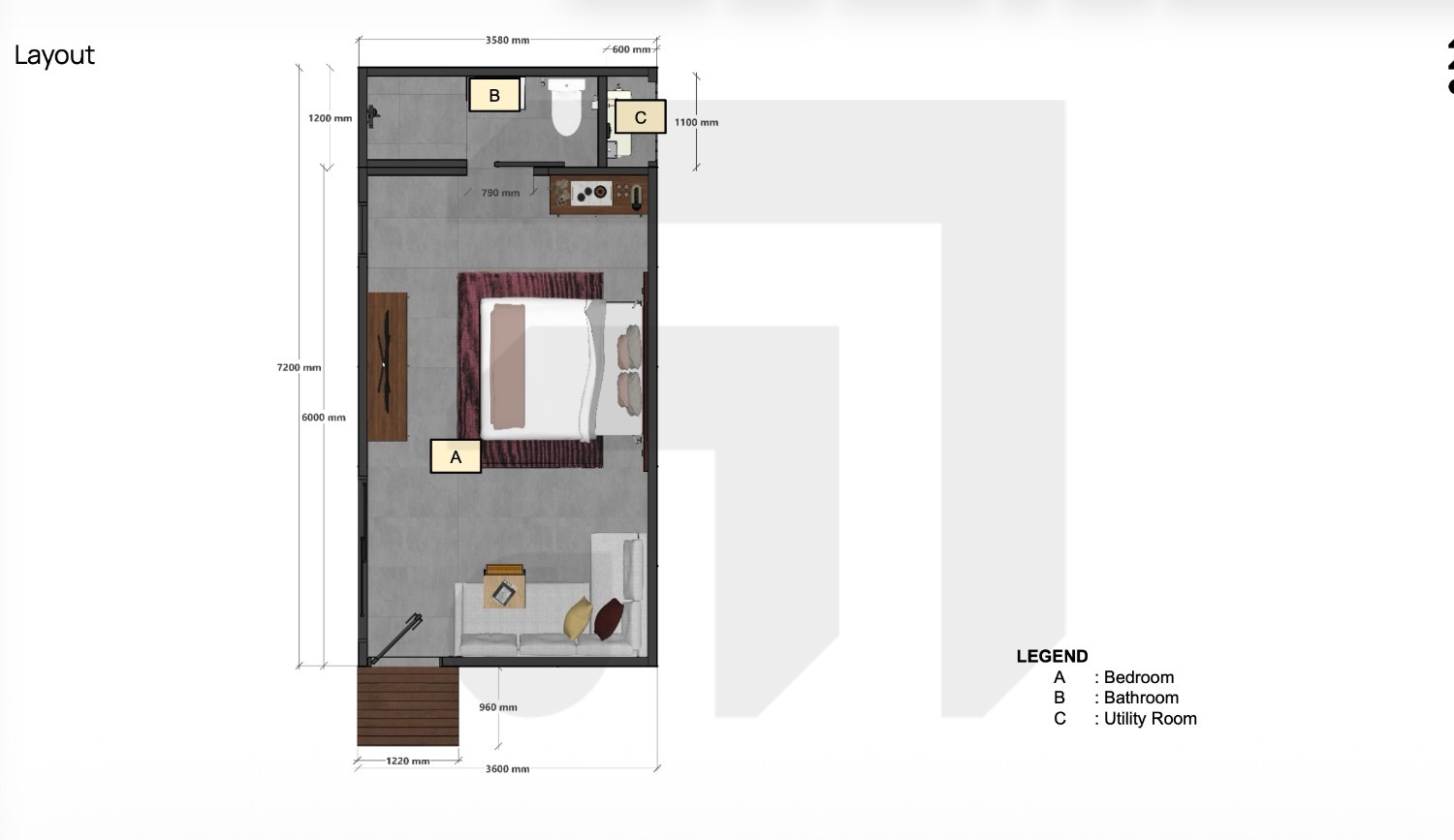 Floor plan of the Apartment Studio